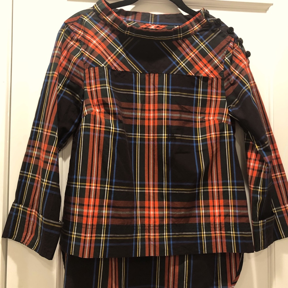 Holiday plaid blouse